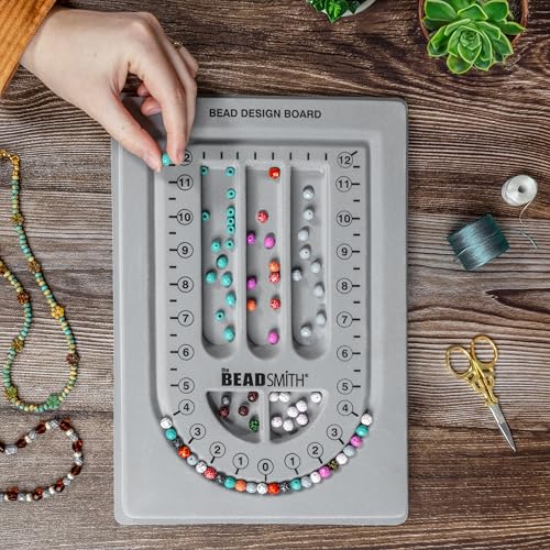 The Beadsmith Bead Board, Grey Flocked, 28” U-Shaped Channel, 8.5 x 12 inches, Design Boards for Creating Bracelets, Necklaces and Other Jewelry - size: 28" - 1 Channel