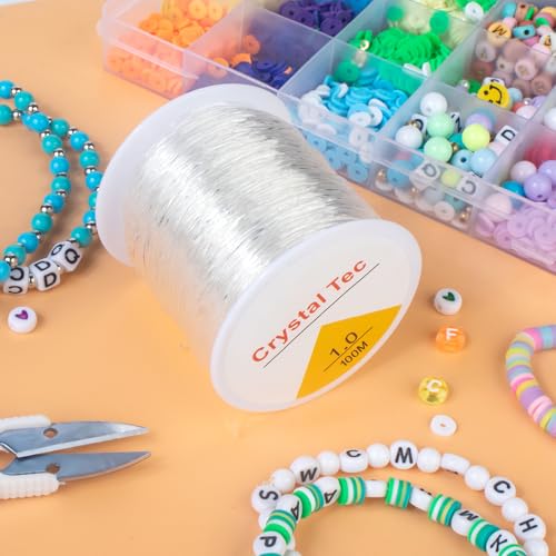 1mm Elastic Cord for Bracelets 100M Crystal Elastic Cord for Bracelet Beads Jewelry DIY Crafts Bracelets Necklaces - size: 1mm
