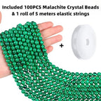 QINJIEJIE 100PCS Malachite Beads 8mm Natural Stone Beads Round Loose Gemstone Bead for Bracelet Beading Crystal Jewelry Making DIY Necklace Earrings 0.32" - color: Malachite, size: 100PCS