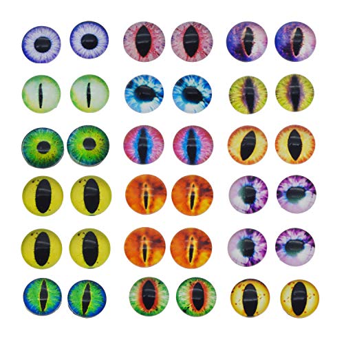 Julie Wang 20pcs Mixed Style Dragon Eyes Glass Cabochon Dome for Adult Crafts Making Jewelry Cameo Pendant Settings 25mm - size: 25MM-20PCS