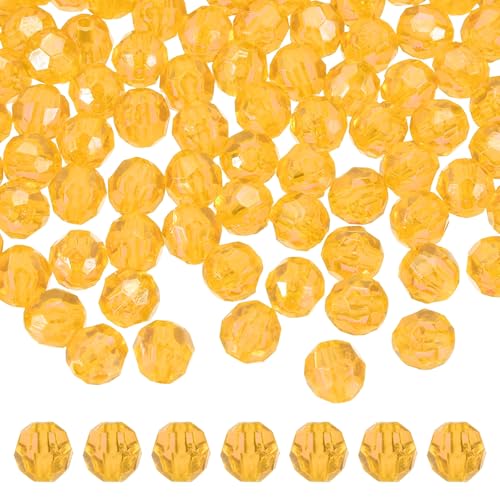 MECCANIXITY 400pcs Czech Faceted Bicone Beads 8mm Glass Spacer Bead Bulk for Jewelry Making & DIY Craft, Golden Yellow - color: Golden Yellow