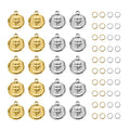 2 Colors Round Stainless Steel Charm for Jewelry Making 20pcs Lucky Clover Charms Bulk with Jump Rings - color: Clover Gold Silver