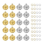 2 Colors Round Stainless Steel Charm for Jewelry Making 20pcs Lucky Clover Charms Bulk with Jump Rings - color: Clover Gold Silver