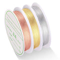 3 Pack Jewelry Wire - 22 Gauge Tarnish Resistant Copper Beading Wire for Jewelry Making, 0.6mm X 4m Each (Gold, Silver, Rose Gold)