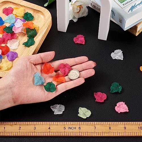 Crafans 360Pcs Acrylic Maple Leaf Pendants 12 Colors Transparent Frosted Leaf Charms Plant Tree Leaves Beads Charms for Autumn Crafts Jewelry Making - color: 12 Colors