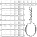 JEUIHAU 400 PCS Split Key Rings with Chains,1 Inch (25mm) Silver Keychain Ring with Open Jump Rings