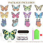 Vcekract 12 Pcs Diamond Painting Kits, Butterfly Diamond Art Refrigerator Magnets, Diamond Art Kits for Adults, Fridge Magnet Diamond Art Kits, DIY Crafts Kits for Adults - color: Butterfly