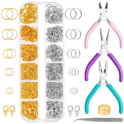 Yholin Jewelry Pliers and Jump Rings - Jewelry Making & Repair Kit for Bracelets, Necklaces, Wire Cutters, Chain Nose Pliers
