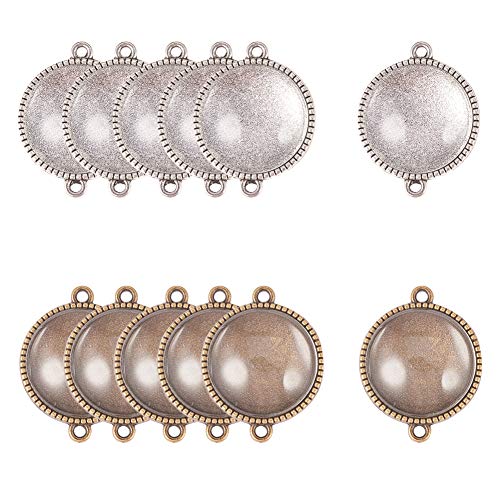 PH PandaHall 24pcs Photo Charms Blank Bezel Pendant Trays Connector with 24pcs Glass Cabochon Cameo Tiles Memorial Photo Pendant for Graduation - color: 2 Color Round - 24 Sets (Tray: 20mm)