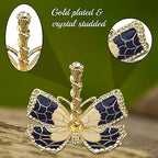 Matashi Gold Plated Butterfly Jewelry Organizer with Blue Enamel & Crystals – Elegant Ring Holder – Ideal Gift for Her on Mother’s Day, Valentine’s Day, Christmas - color: Blue