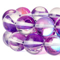RUBYCA Round Moonstone Crystal Glass Beads Aura Iridescent for Jewelry Making (1 Strand, 10mm, Purple) - color: Dark Purple, size: 10mm