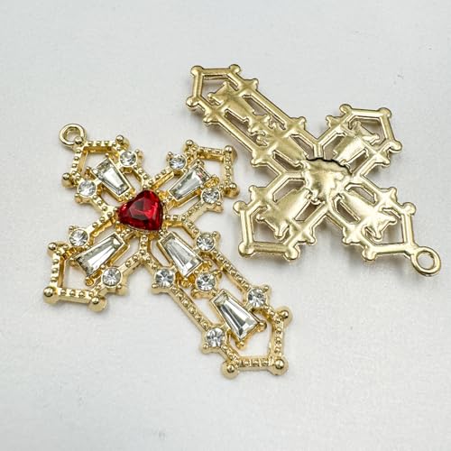 Zirconia Crystal Rhinestone Cross Charms for Jewelry Making Bracelet Necklace Choke Earring Pendant Key Chain Craft Supplies DIY Accessories - color: B_10Pcs