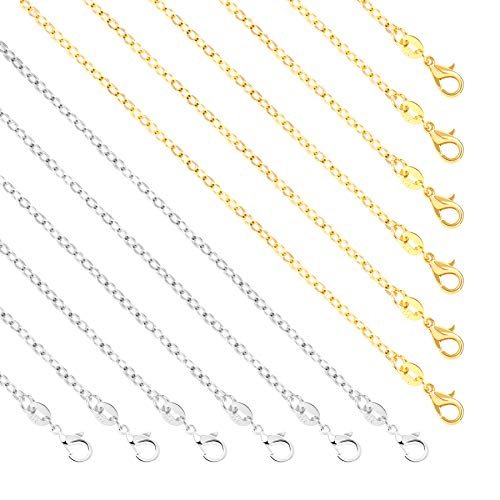 50 Pack Silver Plated Necklace Chains Bulk, Cable Chain Pack for Jewellery Making - color: Gold, size: 18 Inch
