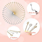 TOAOB 200pcs 24mm Eye Pins for Jewelry Making Gold Silver Brass Wire Open Head Pins Findings for DIY Crafts Necklaces Bracelets Earrings - size: 24mm