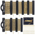 14k Gold Necklace Chains for Jewelry Making, Total 27 Feet 8 Rolls Bracelet Chains for DIY, 3.3 Feet Each Style, 14K Gold Plated Chain with Jump Rings/Lobster Clasps/Connectors - color: 14k Gold-27 Feet 8 Rolls