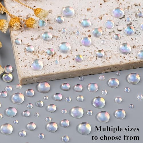 1600Pcs Half Round Resin Bubble Beads,2-6mm AB Colorful Flatback Pearls Beads,Mini Iridescent Crystals No Hole with Pickup Tools for Nail Charms Handmade Phone Case(16-K1-AB-bubble-beads) - color: 16-K1-AB-bubble-beads