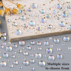 1600Pcs Half Round Resin Bubble Beads,2-6mm AB Colorful Flatback Pearls Beads,Mini Iridescent Crystals No Hole with Pickup Tools for Nail Charms Handmade Phone Case(16-K1-AB-bubble-beads) - color: 16-K1-AB-bubble-beads