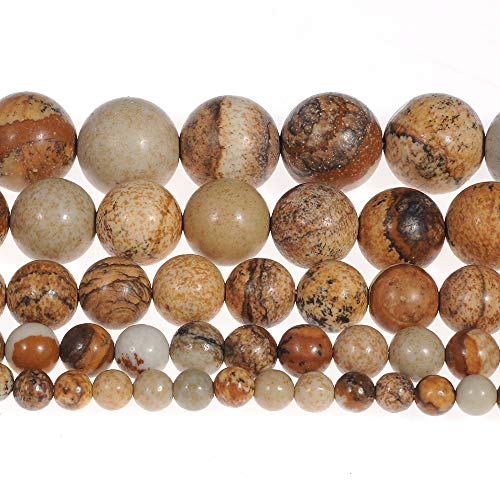 Natural Stone Beads 10mm Picture Jasper Gemstone Round Loose Beads Crystal Energy Stone Healing Power for Jewelry Making DIY,1 Strand 15" - color: Picture Jasper, size: 10MM