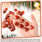 Gerrii 50 Pcs Heart Healing Stone Bulk Quartz Heart Inspirational Stones Gift for Women Love Pocket Polished Natural Energy Balancing Meditation 0.8 Inch(Red Carnelian Agate) - color: Red Carnelian Agate