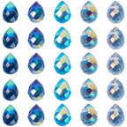 50Pcs Blue Faceted Teardrop Glass Beads Top Drilled Drop Spacer Glass Beads Transparent Water Drop Crystal Bead Teardrop Chandelier Charms for DIY Crafts Earring Necklace Making - color: Blue