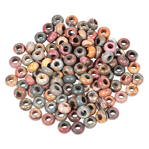 SUNYIK Picasso Stone Large Hole (6mm) Rondelle Loose Charms European Bead fits Bracelet,Jewelry Makings Pack of 20 - color: Multi Color-Picasso Jasper, size: 14x8mm