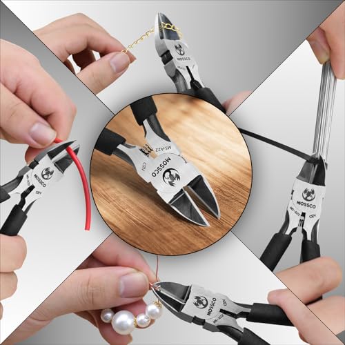 6 Inch Wire Cutters, Precision Flush Cutters with CR-V Steel, Ultra Sharp Side Cutting Pliers with Spring-Loaded Non-Slip Handles, Ideal for Jewelry Making, Crafting and Electrical Work