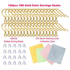 Earring Hooks - 120 PCS/60 Pairs Gold plated copper Hypoallergenic Ear Wires Fish Hooks for Jewelry Making, Jewelry Findings Parts with 120 PCS Rubber Earring Backs Stopper for DIY Earrings - color: Regular 18K Gold 2