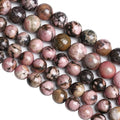 12MM 30PCS Natural Stone Black Stripe Rhodochrosite Gemstone Beads for Jewelry Making DIY Bracelet Necklace Semi Precious Crystal Beads - color: Black Stripe Rhodochrosite, size: 12mm
