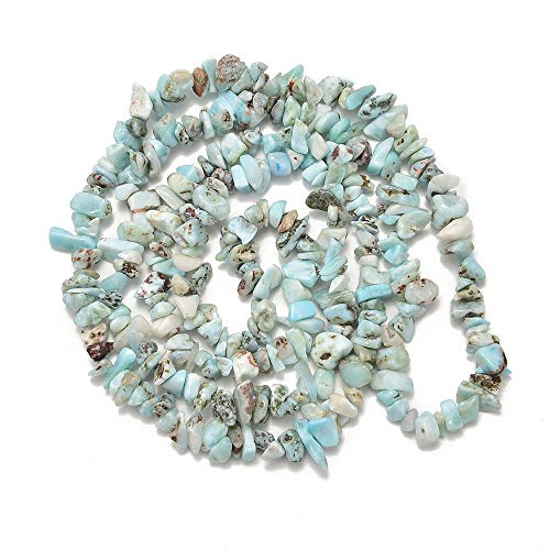 PLTbeads 5-8mm Natral Healing Gemstone Waist Bracelets Necklace Kit Irregular Stone DIY Crafts Design Jewelry Making 1 Strand per Bag Approxi 34 inch (Larimar Chips) - color: Larimar Chips