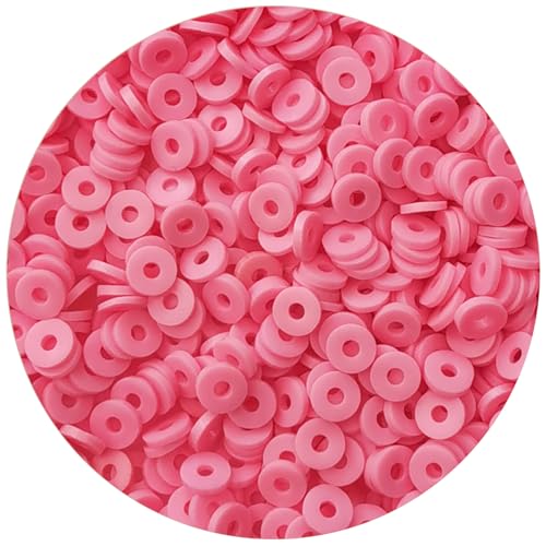 2000pcs Pink Clay Beads for Bracelets Making Heishi Polymer Flat Disc Spacer 6mm Clay Bead for Jewelry Earring DIY Crafts - color: Pink Clay Beads, size: Small Pack(Single Color )