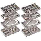 8 Pcs Jewelry Drawer Organizers, Velvet Jewelry Trays for Drawer, Stackable Jewelry Trays Ideal for Rings, Earrings, Bracelets, Necklaces, Gray - color: Gray