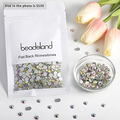 beadsland Flat Back Crystal Rhinestones Round Gems for Nail Art and Craft Glue Fix, CrystalAB (6.4-6.6mm) SS30/288pcs - color: Crystal AB, size: SS30/288pcs
