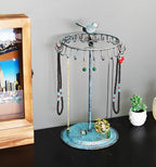 Golden Turquoise Bird Rotating Necklace Holder Bracelet Stand/Jewelry Organizer/Jewelry Tree - color: Golden Turquoise