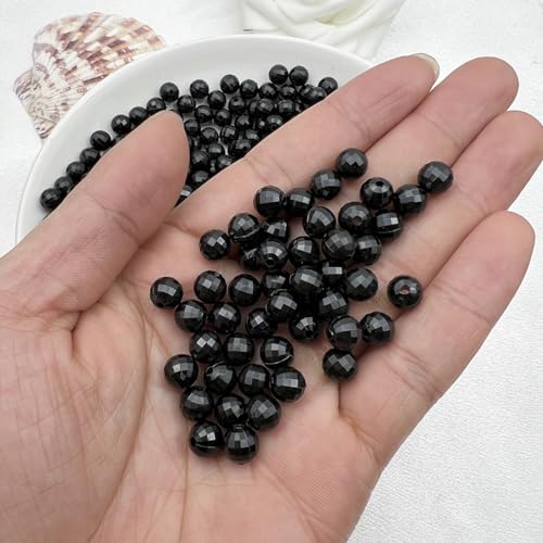 1000PCS 6MM Round Crystal Acrylic Beads Crystal Faceted Beads Spacer Beads for DIY Crafts Jewelry Making, Bracelets Necklaces Wind Chimes Suncatchers Loose Gemstones(60-Black) - color: 60-Black, size: 6MM