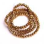 415pcs Rondelle Crystal Glass Beads 2mm 4mm 6mm 8mm Mixed Sizes, Faceted Briolette Spacer Czech Seed Loose Beads for DIY Jewelry Making (Golden) - color: Golden