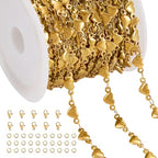 Jabogrii 13 Feet Gold Heart Chain for Jewelry Making Stainless Steel Craft Chain Spool DIY Jewelry Findings - color: Heart Gold