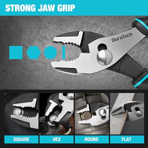 DURATECH 6 Inch Slip Joint Pliers, Small Pliers with Comfortable TPR Handle, High Carbon Steel, Swivel Rivet, Strong Sharp Teeth, Pliers for Tightening, Loosening and Gripping Nuts and Bolts - size: 6 Inch