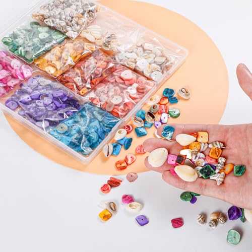 PPCLION Pearl Shell Beads Bracelet Making Kit Bracelet and Heart Beads Elastic Threads for Jewelry Necklace Making