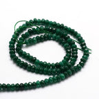 115pcs/strand Dyed Natural Jade Rondelle Beads, 4x2mm Faceted Crystal Stone Smooth Loose Spacer Beads for Jewelry Making Bracelets Earrings DIY Beading Craft Supplies, Dark Green - color: Dark Green