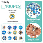 100Pcs/Set Flat Round Transparent Glass Cabochons with Pattern Eye Flatback Glass Dome Flatback Cab Beads for Photo Cameo Jewelry Making Necklace Ring DIY Crafts 12x4mm Eye - color: 100Pcs-12x4mm-Eye