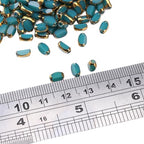 Glass Rice Beads Peacock Blue 4x6mm 50pcs Faceted Oval Golden Edge Crystal Loose Beads for DIY Craft Jewelry Making - color: Peacock Blue
