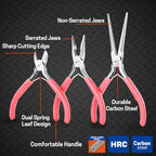 3 PCS Mini Pliers Set, Pink Jewelry Plier Kit with Needle Nose, Diagonal & Long Nose, Pink Tool Set for Women Jewelry Making, Repair and Crafts - size: 3 Pcs