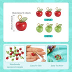 Craftdady Fruit Dangle Charms Pendants Cute Resin Food Pendants Apple Orange Pineapple Strawberry Pendants Lovely Vegetable Mushroom Charms for DIY Craft Earring Bracelet Necklace Jewelry Making - color: Red & Green, Apple