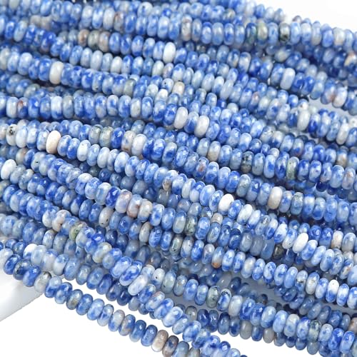 150PCS 2x4mm Natural Blue Sodalite Stone Rondelle Beads Abacus Disk Stone Beads Round Loose Spacer Gemstone Beads for DIY Bracelet Necklace Jewelry Making - color: Blue Sodalite, size: 2x4mm Abacus Disk
