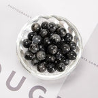 65Pcs Black Larvikite 6mm Beads Natural Stone Round Gemstone Genuine Real Stone for DIY Bracelet Jewelry String Making - color: Black Larvikite, size: 6mm