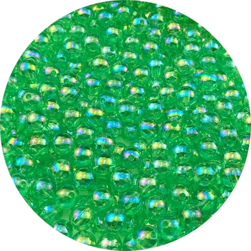 Jmassyang 400 Pieces 8mm Glossy Acrylic Round Beads AB Color Spacer Bubble Bead Plastic Crafts Bead for DIY Necklaces Bracelets Earrings Jewelry Making (Green AB) - color: Green AB, size: 8mm