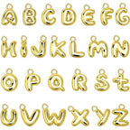 SANNIX 26Pcs Letter Charms, Initial Letter Charm for Jewelry Making, Gold A-Z Alphabet Letter Charm Pendants for Bracelet Necklace Earrings Crafts Making - style: 3D Letter