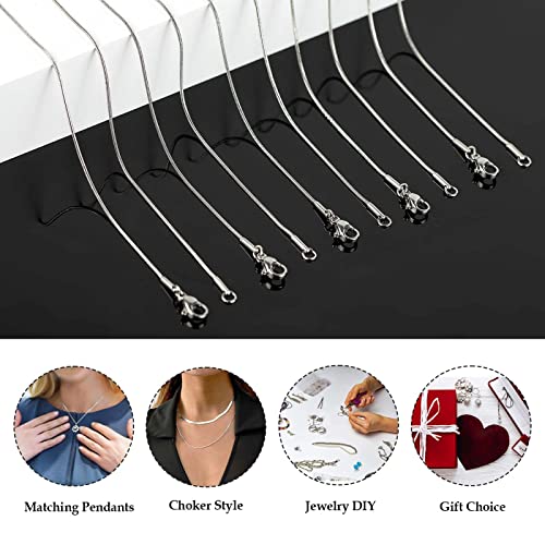 UMAOKANG 12pcs 16 Inch Snake Chain Necklace for Jewelry Making, Silver Plated Stainless Steel Chains Bulk Jewelry Making Supplies - color: Silver Snake, size: 16 Inch
