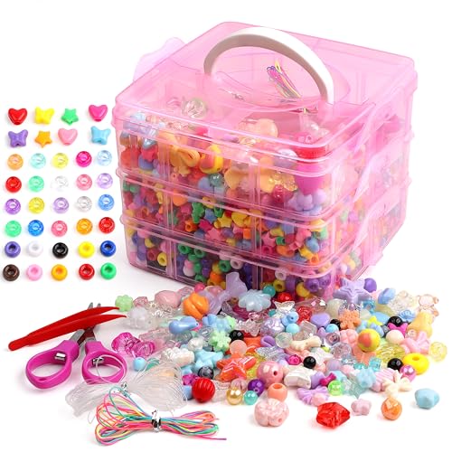 2600 Pcs Assorted Acrylic Pony Beads Shapes for Bracelet Making Flower Bow Butterfly Candy Star Heart GummyBear Cute Beads for Jewelry Making (Multiple Colors) - color: Multiple colors