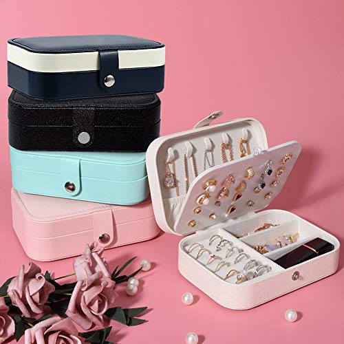 jiemei Jewelry Box, Travel Jewelry Organizer Cases with Double Layer for Women's Necklace Earrings Rings and Travel Accessories (Dark Blue) - color: Dark Blue